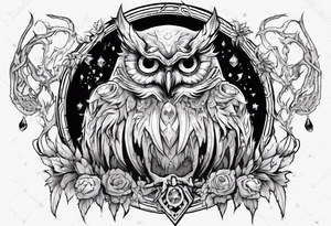 The Demon Owl Stolas, a Prince of Hell who is obsessed with gems, knowledge of astrology and poisonous plants. tattoo idea