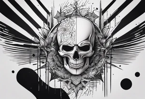 Minimalistic tattoo design that symbolizes the lyric "the lines you're afraid of are all made up". it can include a skeleton dancing on lines. tattoo idea