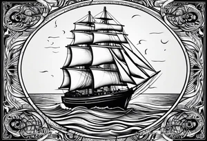 voilier vue de face. phare maritime dans le voilier servant de mat pour les voiles. tattoo idea