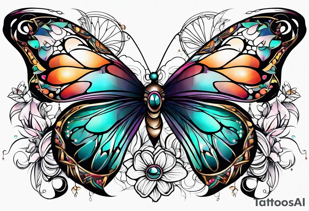 Dream catchers, butterflies, and lotus flowers tattoo idea