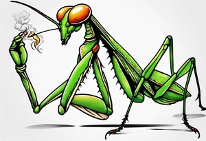 praying mantis with cigarette tattoo idea
