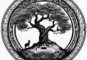 circle of life tree coming out of an hourglass tattoo idea