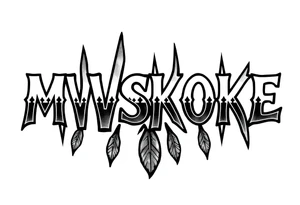 The word “MVSKOKE” shaded with Native American pattern tattoo idea