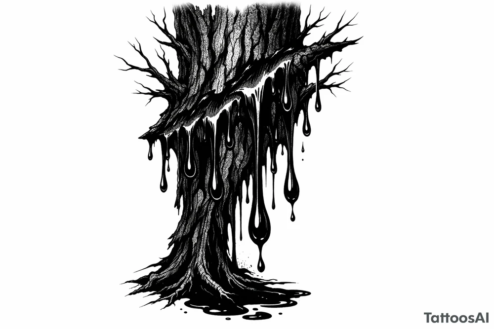 tree sap dripping from bark tattoo tattoo idea
