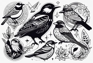 Variety of birds style flash sheet tattoo idea