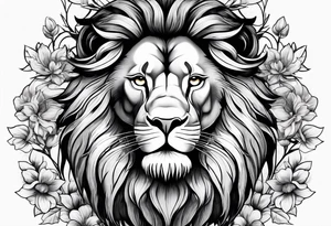 Lion, Blossom, Noble tattoo idea