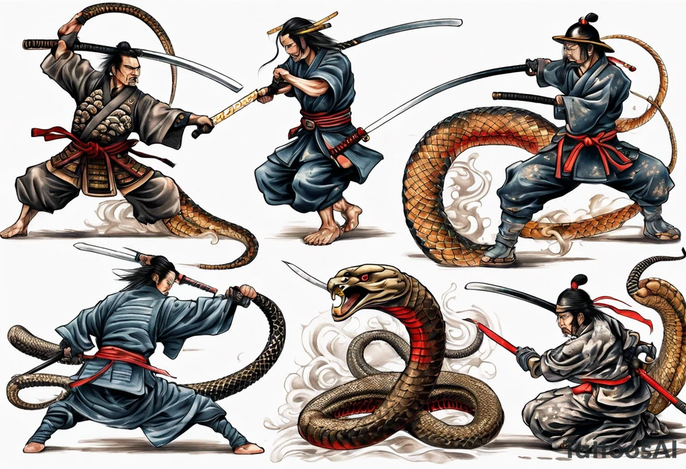 Samurai fighting a cobra tattoo idea