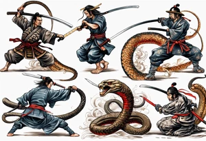 Samurai fighting a cobra tattoo idea