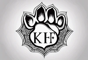A dog paw with the letters K,F,K,A in each dog paw tattoo idea