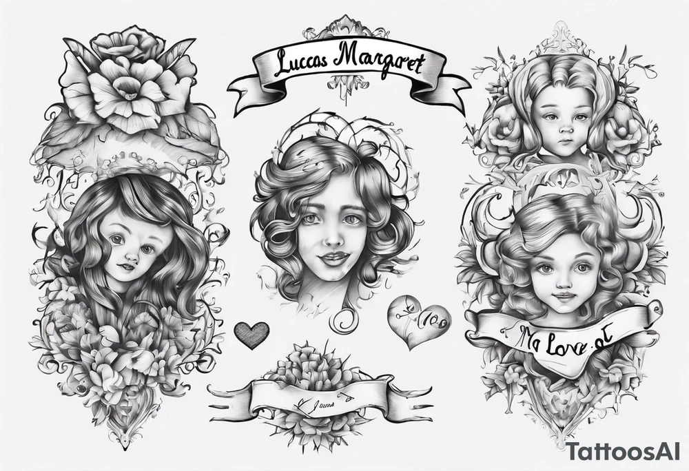 my kids' names: Lucas and Margaret and something that symbolizes love tattoo idea