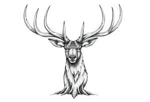 a rain deer horn standing alone with wood pattern on it tattoo idea