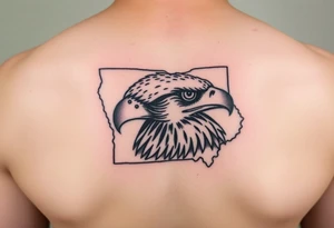 Hawk face inside the state of Iowa tattoo idea
