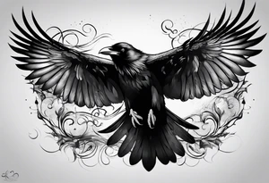 A flying raven chest tattoo tattoo idea
