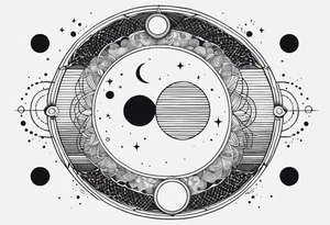 Geometric interpretation of the phases of the Moon in the form of a semicircle or a horizontal line of partially filled circles. tattoo idea