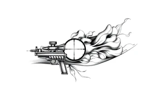2d sniper crosshairs with smoke in background tattoo idea