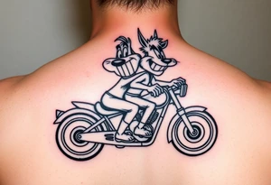 Mr. And Mrs. Taz looney tools characters riding a motorcycle tattoo idea