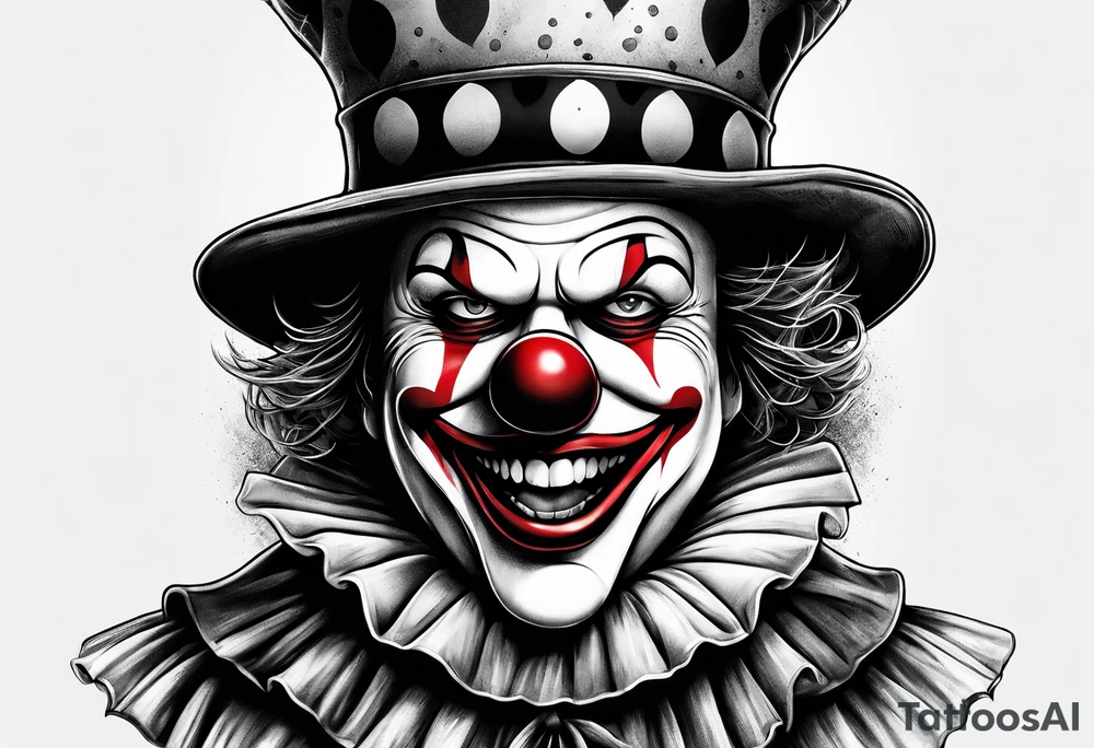 A clown biting a bullet tattoo idea