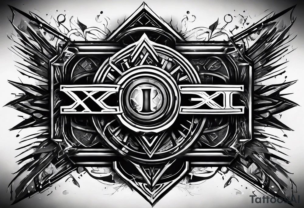 I need a tattoo design that prominently features the letters X and I while incorporating cyberpunk elements. The tattoo will be placed on the wrist. tattoo idea