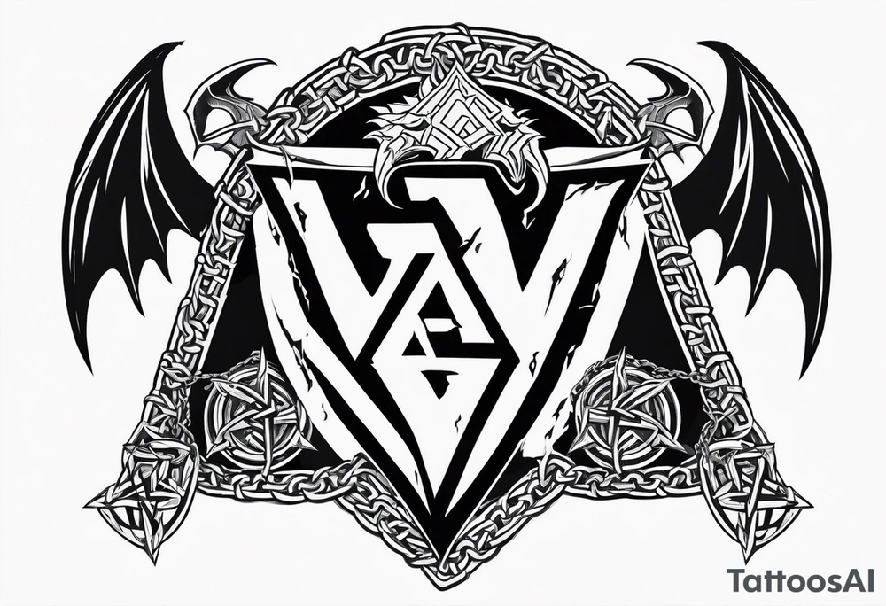 Valhalla sword shield axe barbed wire chains valknut fire dragon tattoo idea Valhalla sword shield axe barbed wire chains valknut fire dragon tattoo idea
