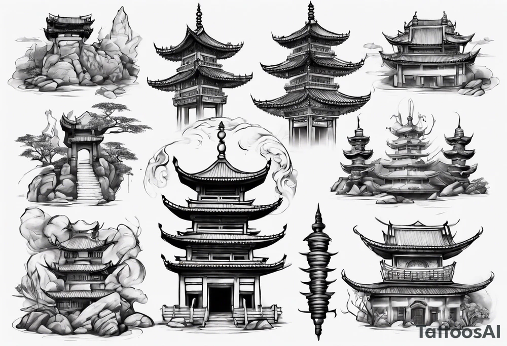 oriental landmark tattoo idea