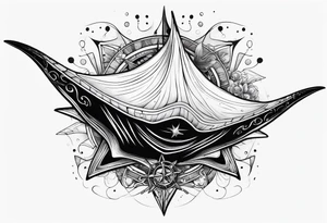 Manta ray with a nautical star inside tattoo idea