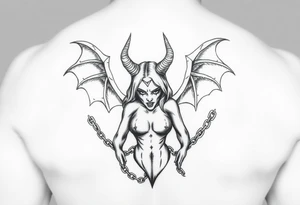 Demonic succubus with chains tattoo idea