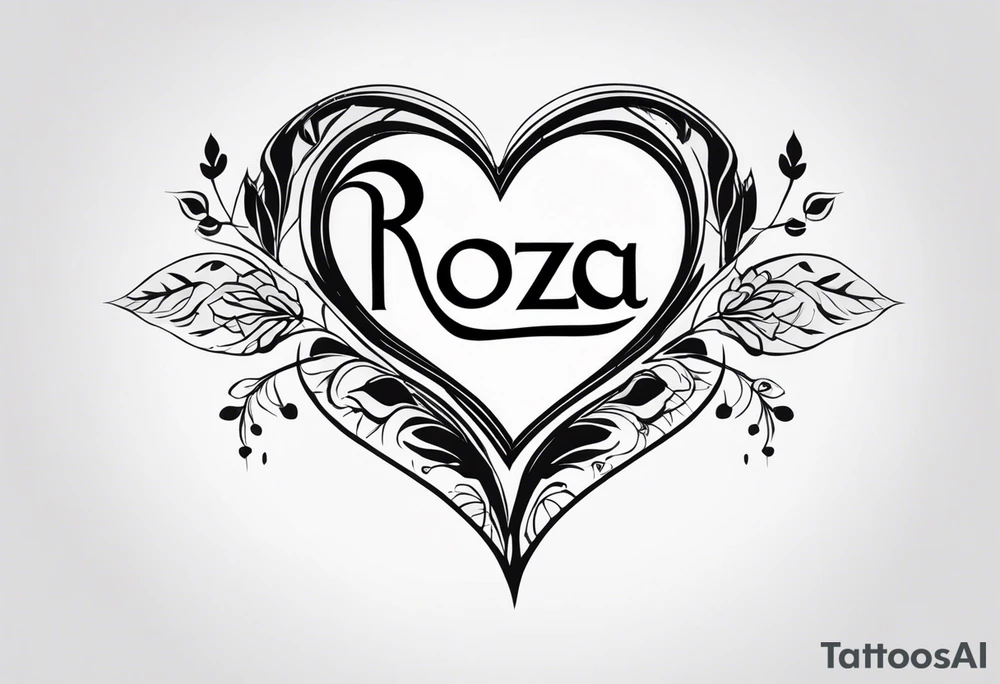 Roza name with heart for black and white tattoo tattoo idea Roza name with heart for black and white tattoo tattoo idea
