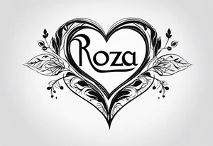 Roza name with heart for black and white tattoo tattoo idea