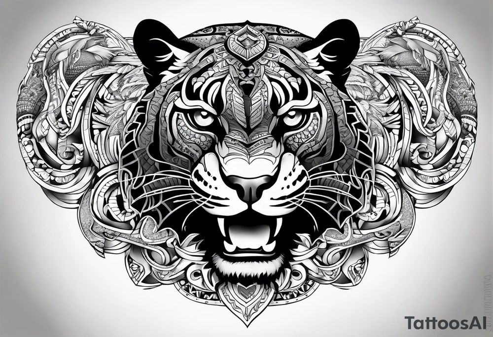 aztec black jaguar with snake tattoo idea