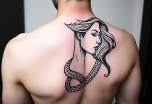 Profile of woman, with snake skin tattoo idea