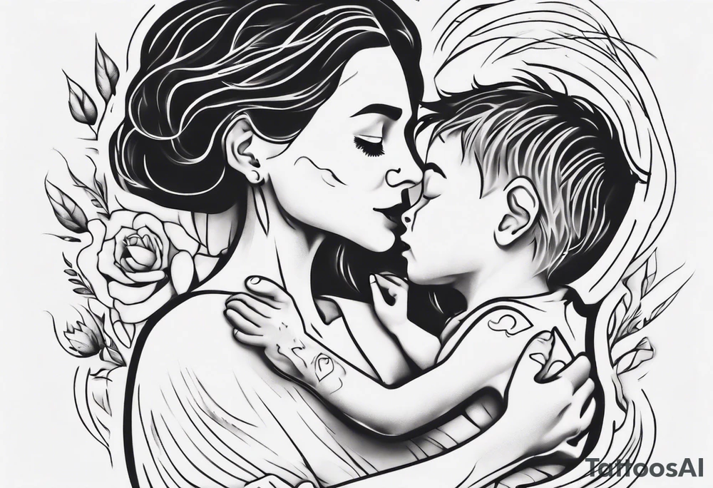Mother hugging her son tattoo idea