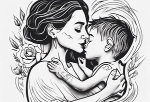 Mother hugging her son tattoo idea