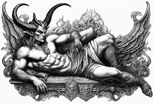 Satan full body laying down tattoo idea