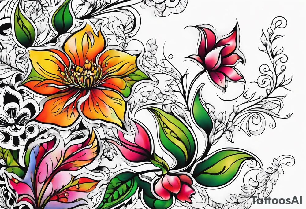 Long Vines With Flower tattoo idea