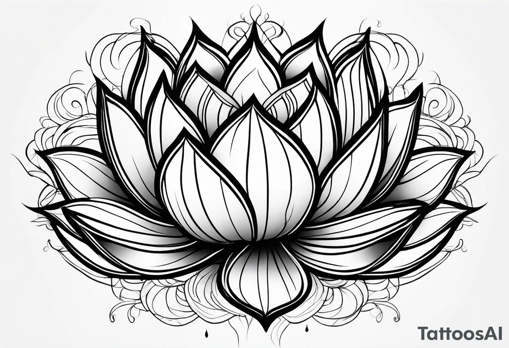 a masculine line drawing of a lotus flower tattoo idea