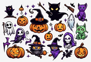 cute and spooky halloween tattoo idea
