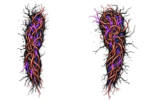 A vibrant design featuring copper tubes and electric violet plasma lines integrated into the skin’s anatomy. tattoo idea