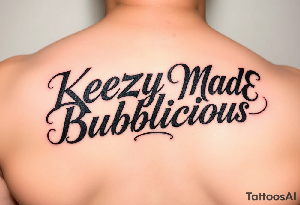 KeezY MadE Bubblicious style word tattoo idea
