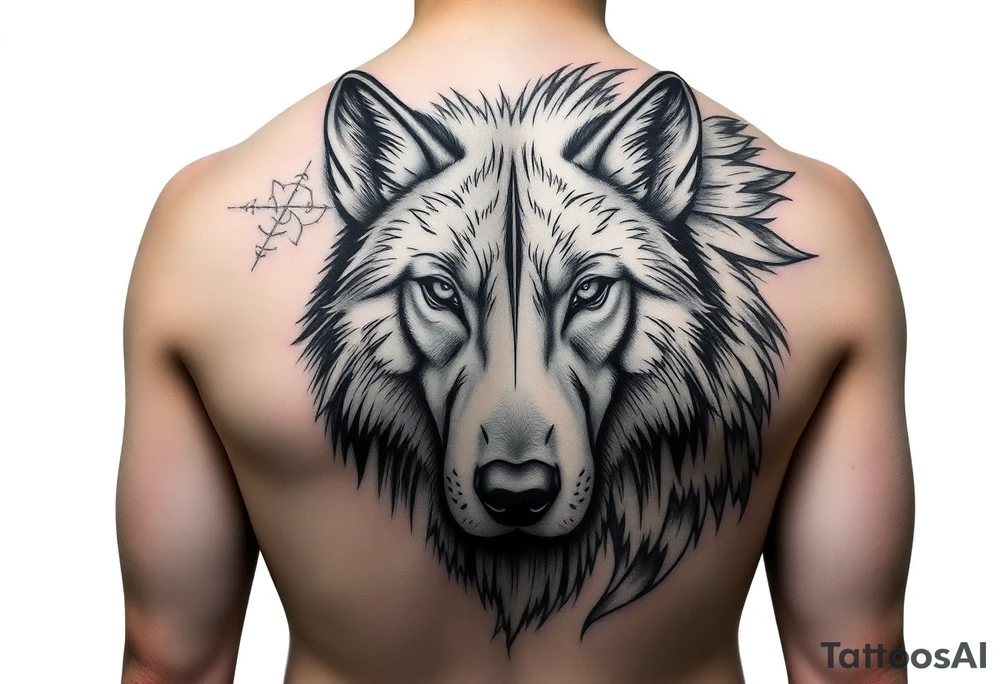 A solitary yet sublime and noble wolf and its progeny. the face tattoo idea