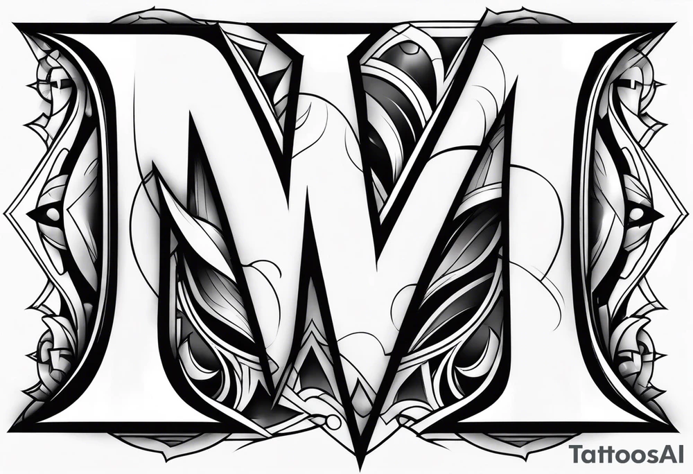 Letter M into a ghotic style tattoo idea