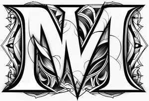 Letter M into a ghotic style tattoo idea
