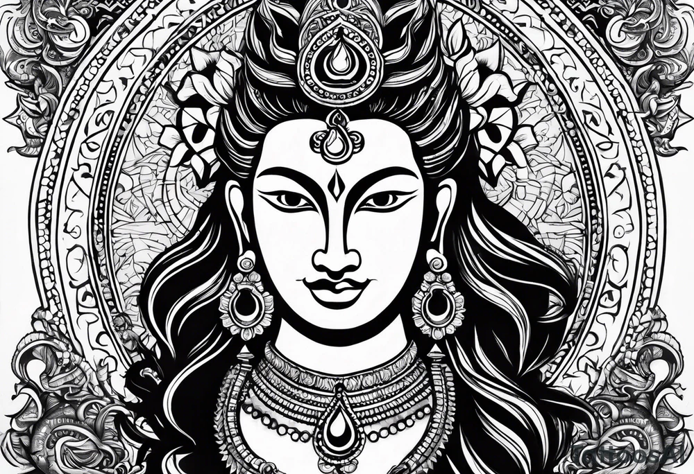 I'll focus on incorporating Lord Shiva, symbols of adventure, happiness, and travel, along with the requested themes of positivity and going with the flow into the design tattoo idea