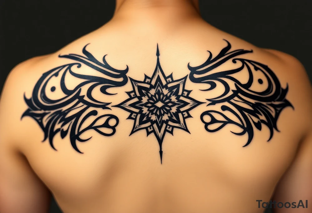 Extra large female back Mandela tattoo idea