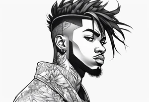 A male black anime character tattoo idea