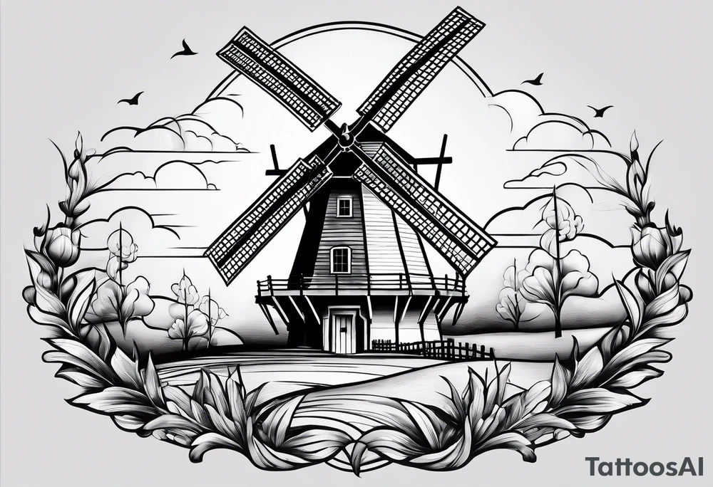 dutch windmill tattoo idea