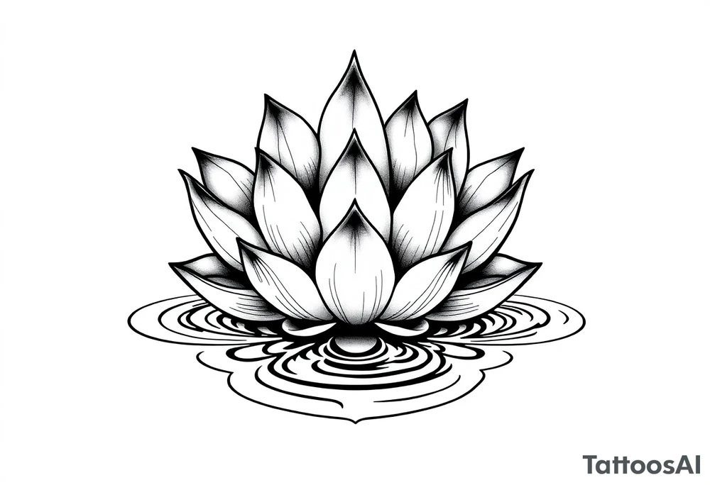 serene lotus flower emerging from sacred waters with ripples tattoo idea