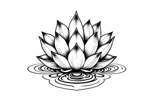 serene lotus flower emerging from sacred waters with ripples tattoo idea