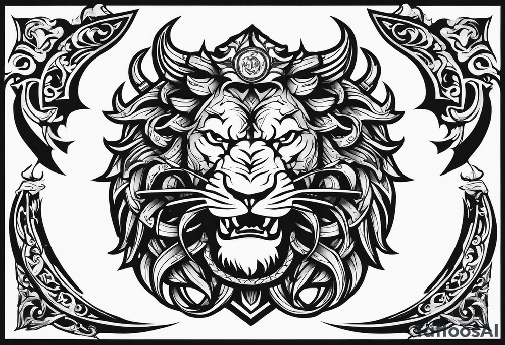 Valhalla sword shield lion dragon tattoo idea