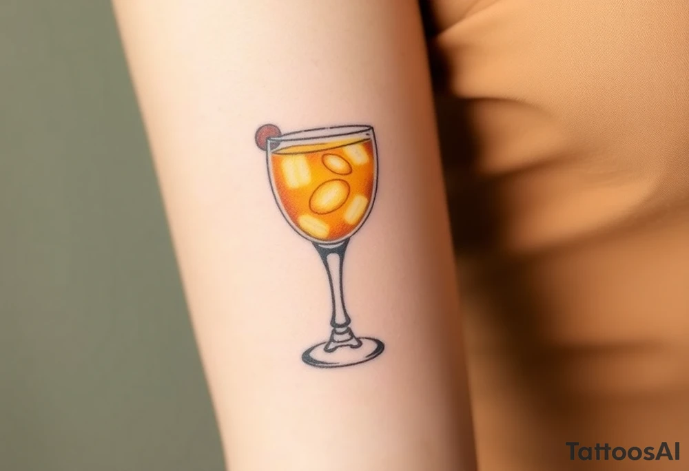 a caribbean maitai cocktail in a rocks glass tattoo idea