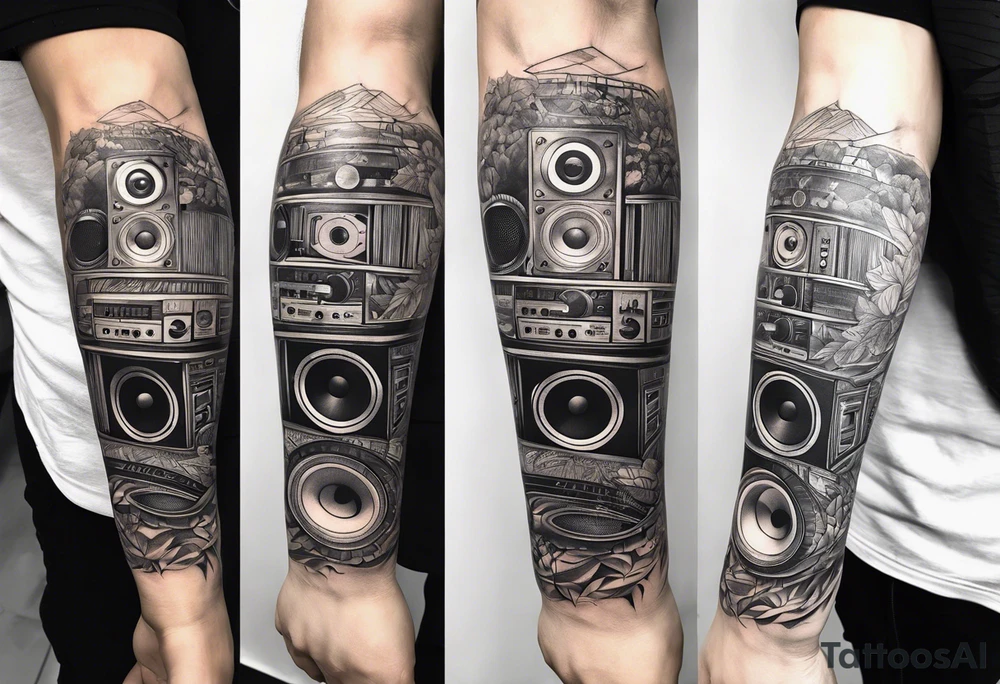 A forearm tattoo about electronic music tattoo idea